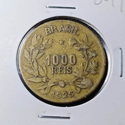 KK钱币收藏小铺  第360场  2月预留时间 周末发货 -  1925巴西1000瑞斯铜币
