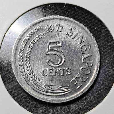 KK钱币收藏小铺  第360场  2月预留时间 周末发货 -  1971新加坡5分鱼 好品