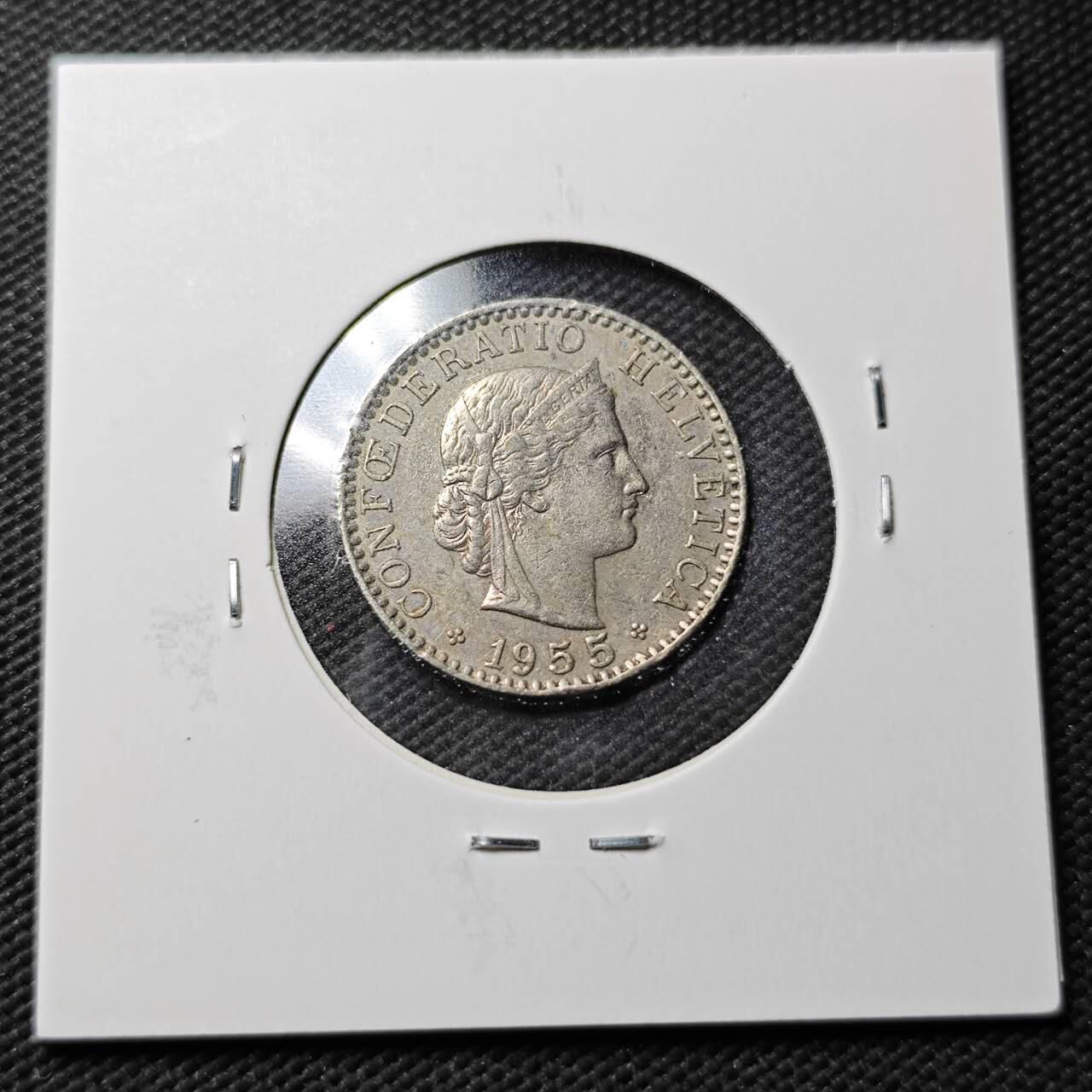 KK钱币收藏小铺  第360场  2月预留时间 周末发货 1955 瑞士20分 