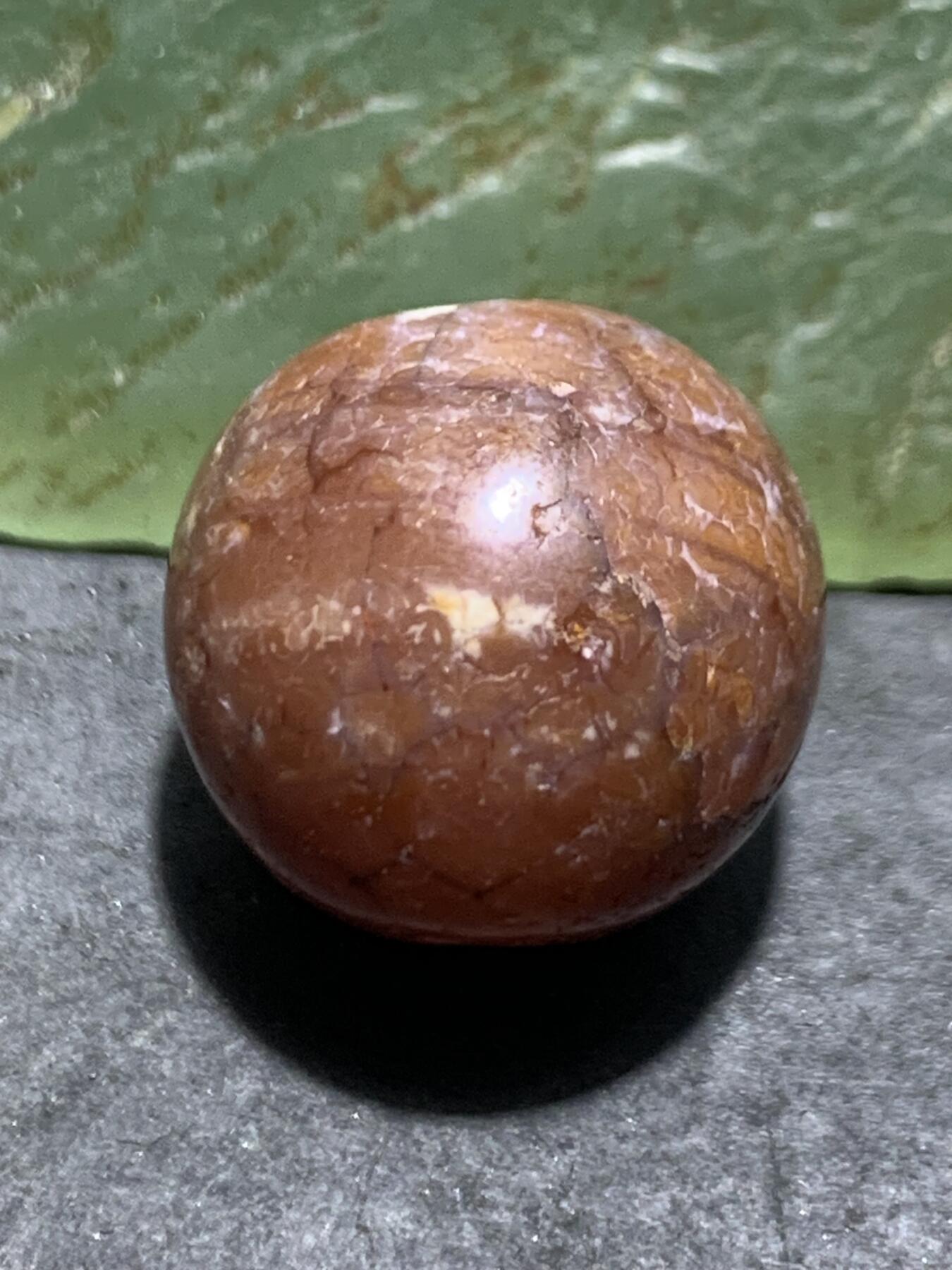 高玉化奶油皮风化纹玛瑙苹果珠一颗 随形老料玛瑙温润如脂孤