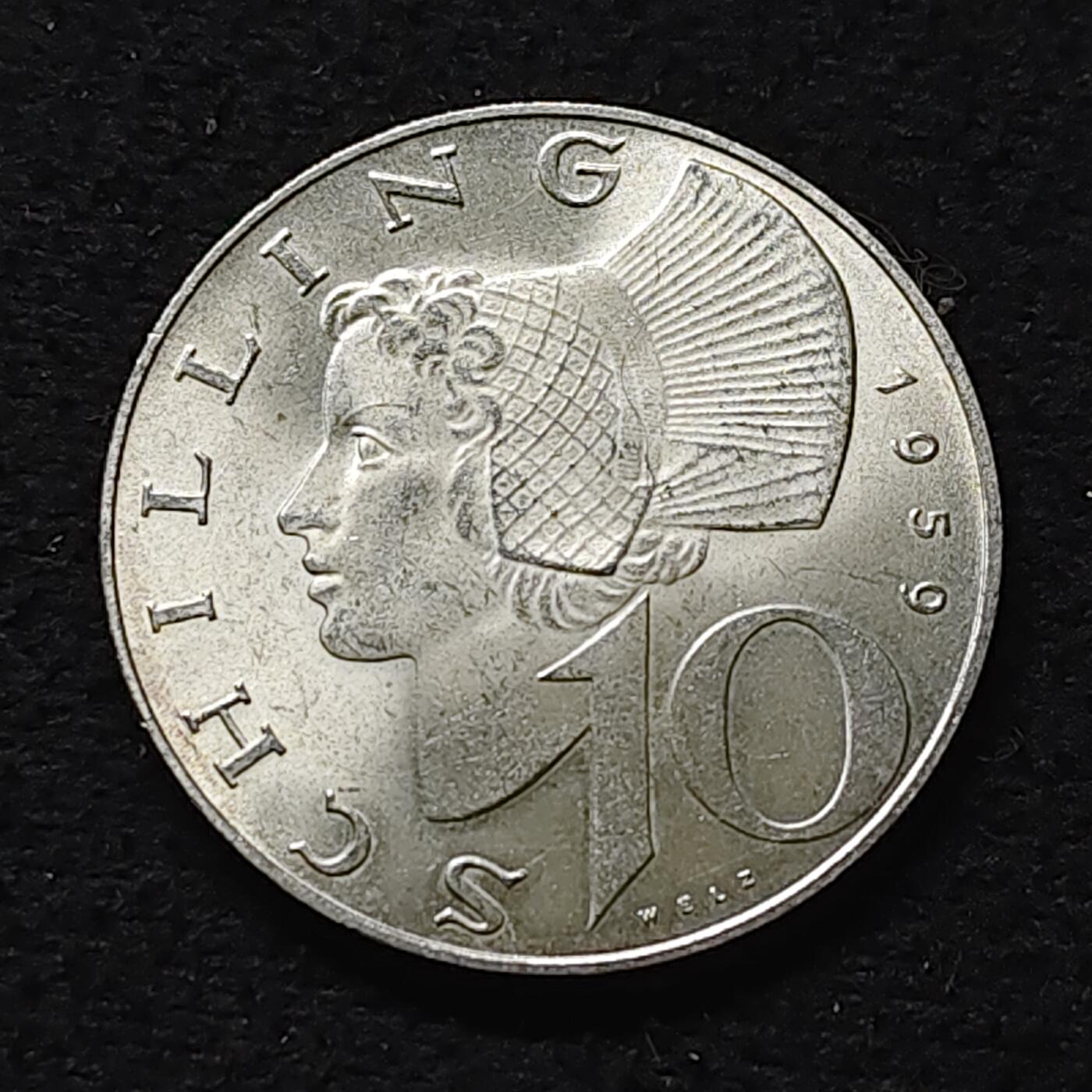 【全场包邮】纯粹捡漏拍472场（免费代拍第9场） 奥地利1959年10先令银币