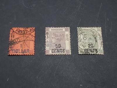 博彦收藏  11月3日 8点 邮票专场 - 香港 维多利亚1891 加盖旧票一套 20c 有薄 其他上品
