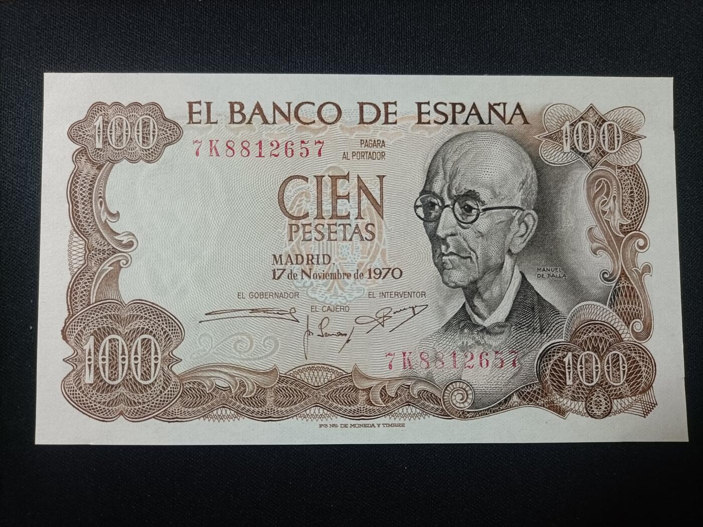 【游宝拍卖】乙巳蛇年82期  西班牙-100比塞塔【1970年 全新UNC-】