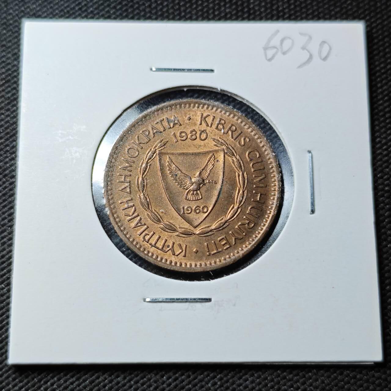 KK钱币收藏小铺  第360场  2月预留时间 周末发货  1980塞浦路斯5分铜币