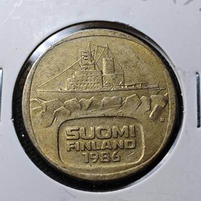 KK钱币收藏小铺  第360场  2月预留时间 周末发货 -  1986芬兰5马克破冰船
