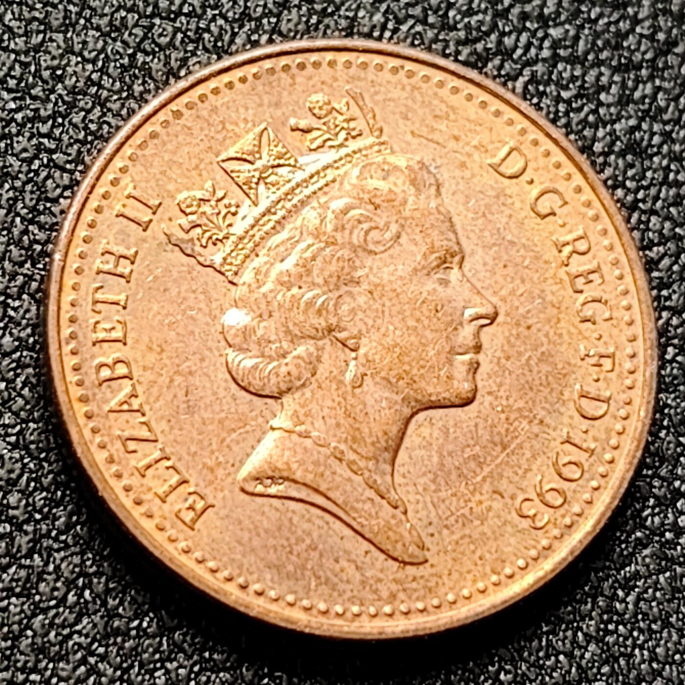 泉币菌-第119场-精品福利场 英国1993年1便士紫铜币 威斯敏斯特宫徽章 20.3mm