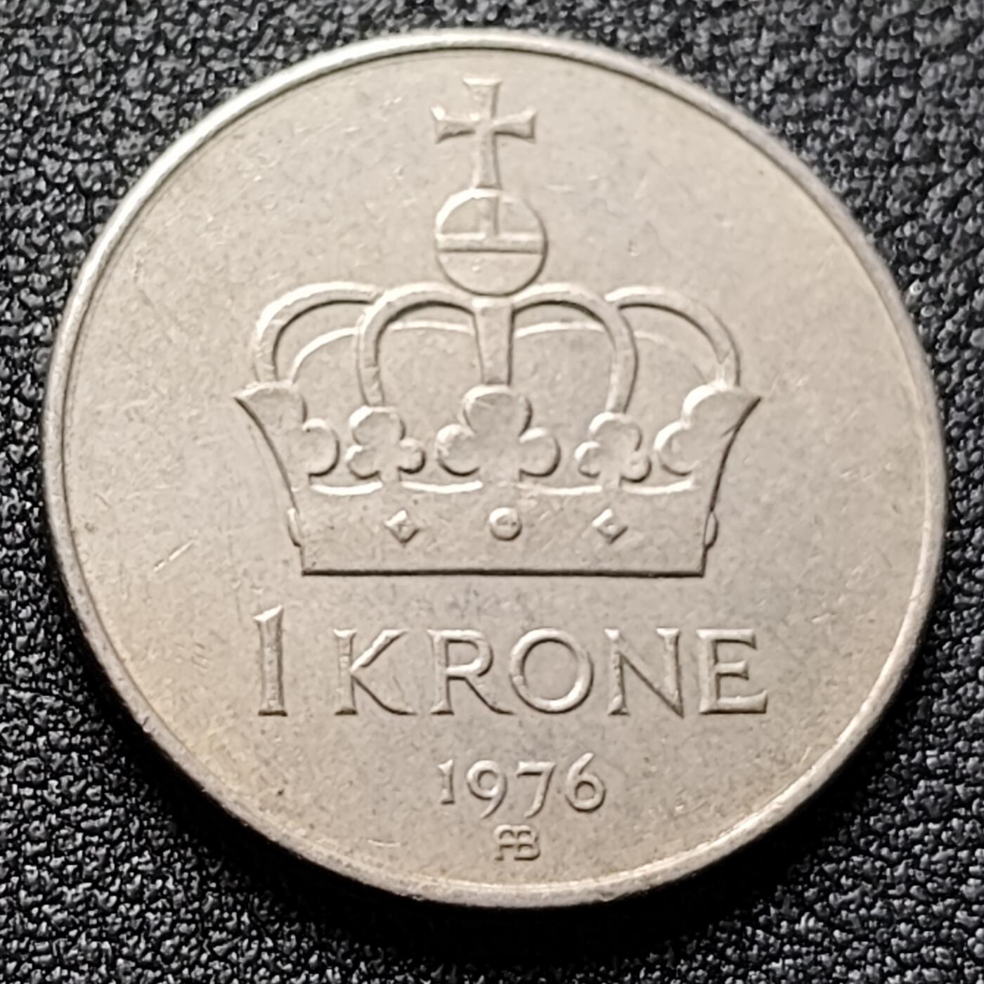 泉币菌-第119场-精品福利场 挪威1克朗 奥拉夫五世 皇冠硬币 直径25mm