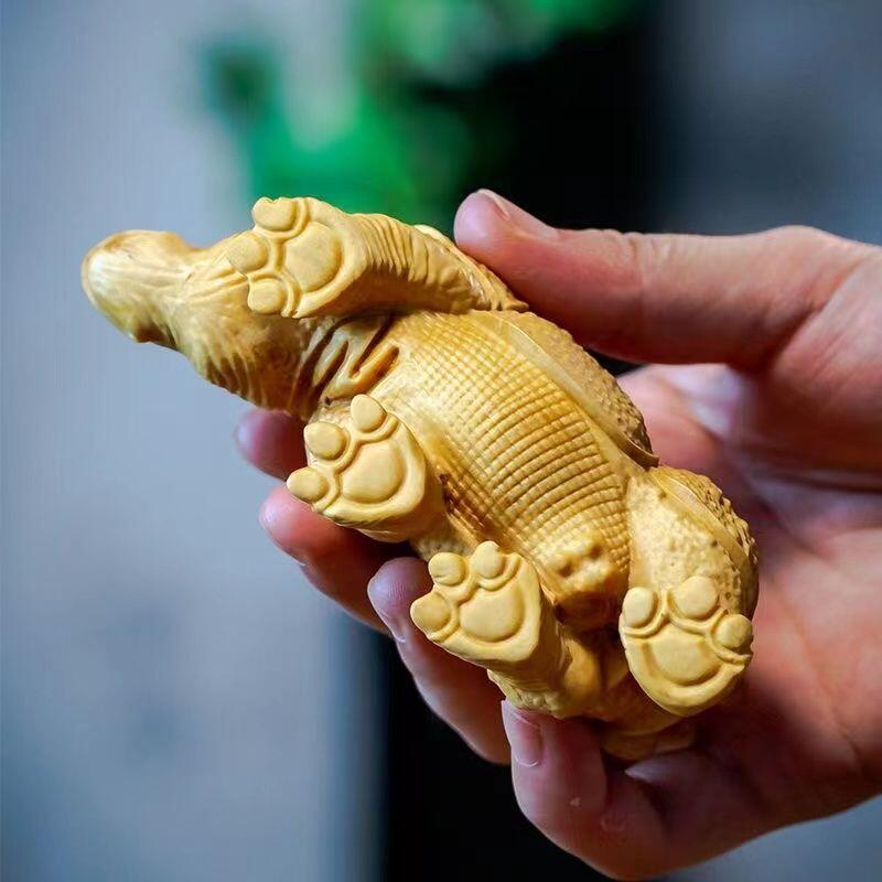 听雨轩 （十二）精品木雕 核雕 黄杨木雕刻犀牛手把件 8cm