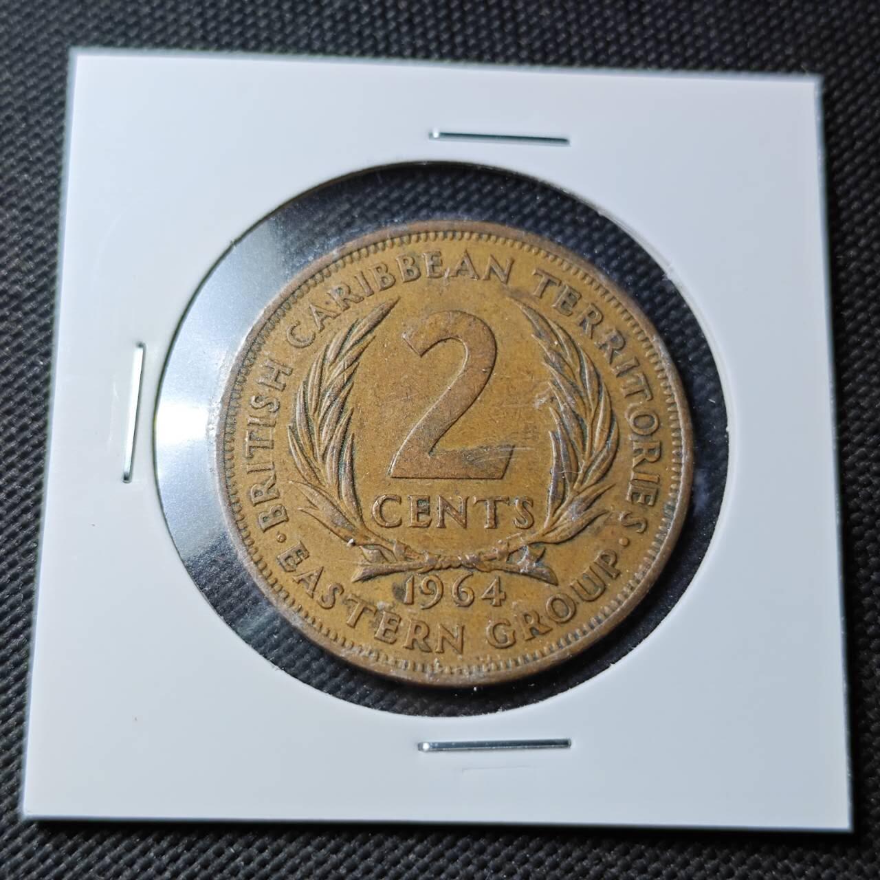 KK钱币收藏小铺  第360场  2月预留时间 周末发货   1964英属加勒比2分铜币