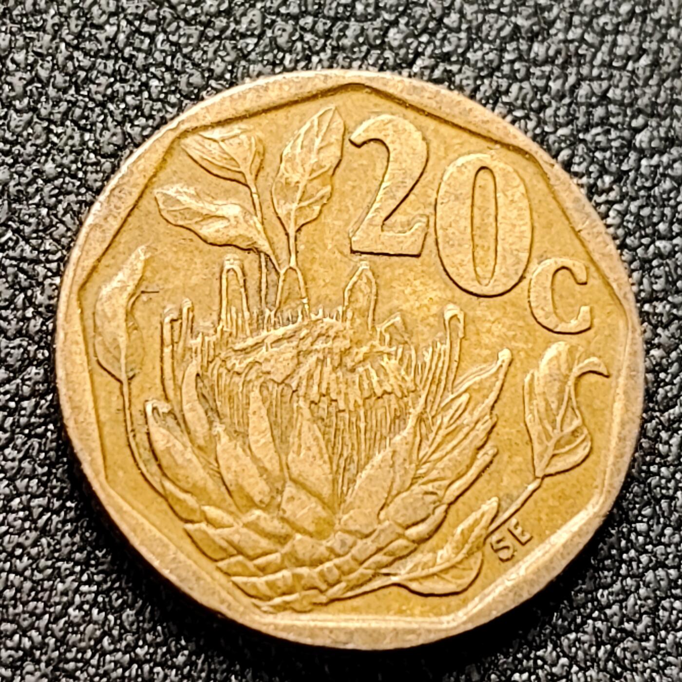 泉币菌-第119场-精品福利场 南非20分硬币(海神普罗透斯之花) 19mm