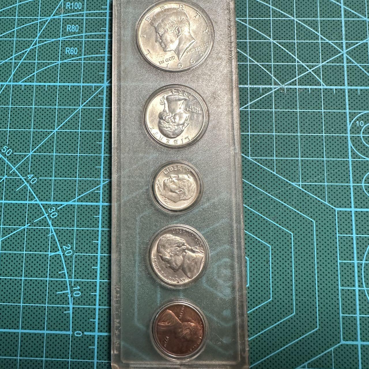 蒂克钱币-第54场 外国精品套币 银币专场 美国 套币5枚 肯尼迪 1964年高银版 90%银