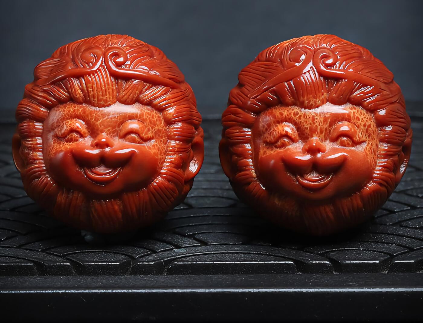 听雨轩 （十二）精品木雕 核雕 巴西橄榄核Q版萌孙悟空手球 35mm