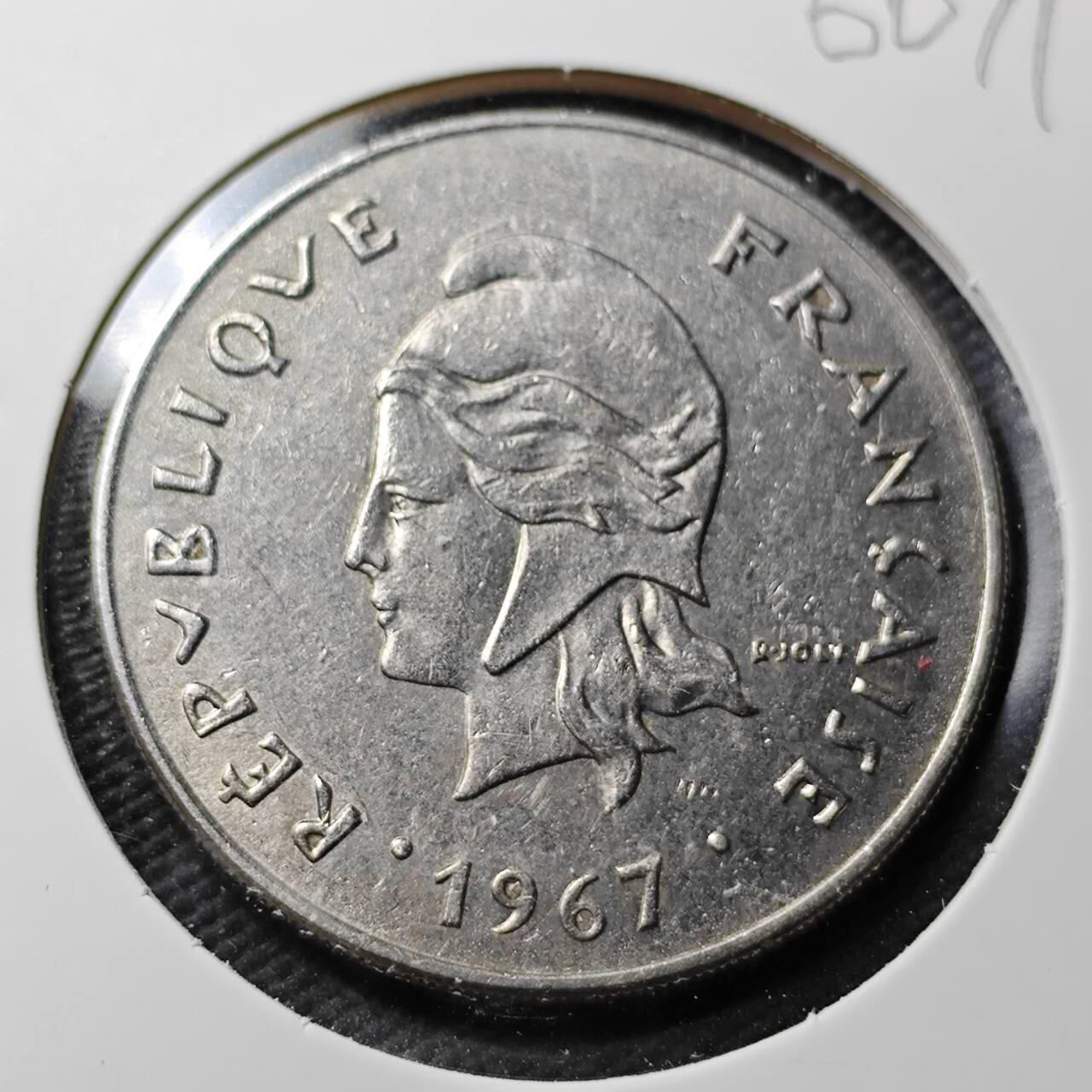 KK钱币收藏小铺  第360场  2月预留时间 周末发货 1967 法属新喀里多尼亚50法郎
