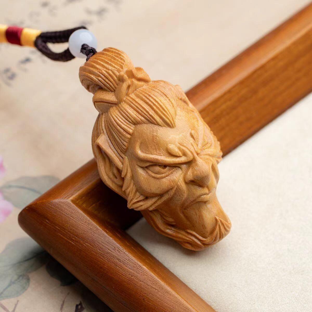 听雨轩 （十二）精品木雕 核雕 黄杨木雕刻申公豹手把件6.1*3.9