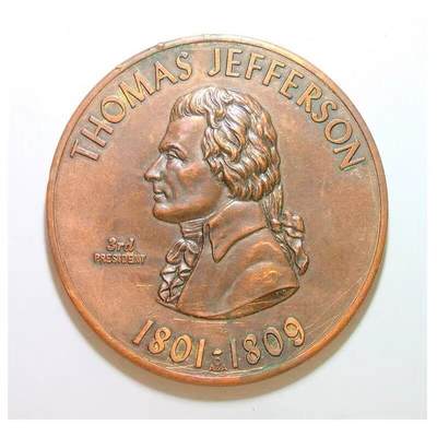 美国国父杰弗逊总统+国徽 高浮雕精制超大铜章 78MM 75克 - 美国国父杰弗逊总统+国徽 高浮雕精制超大铜章 78MM 75克