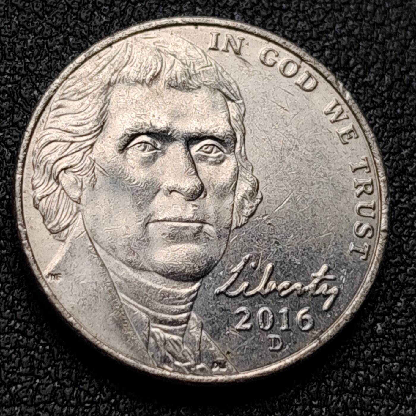 泉币菌-第119场-精品福利场 原光美品 美国2016年5美分纪念币 杰斐逊 及 故居蒙蒂塞洛庄园 21mm 