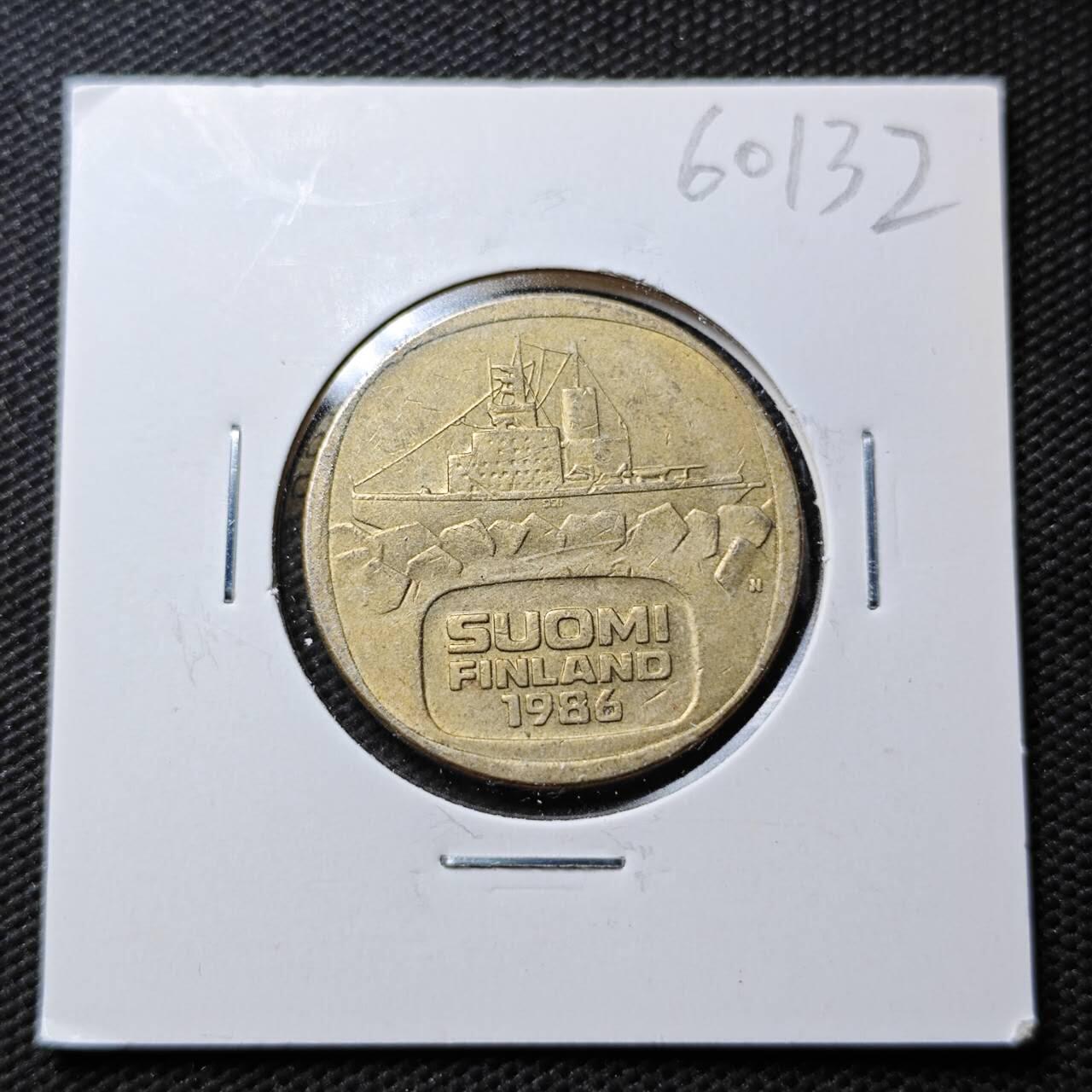 KK钱币收藏小铺  第360场  2月预留时间 周末发货  1986芬兰5马克破冰船