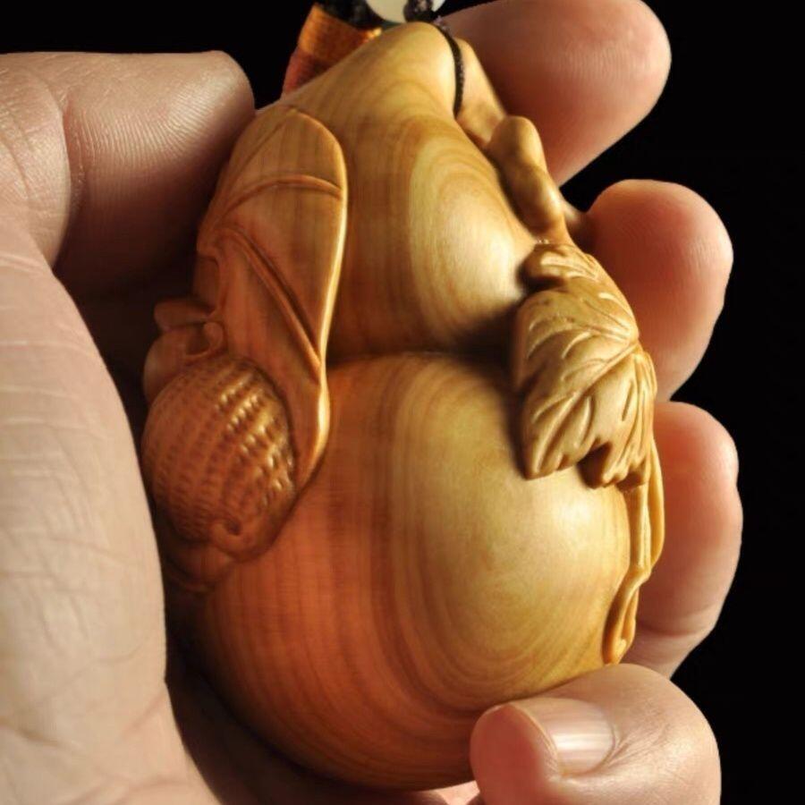 听雨轩 （十二）精品木雕 核雕 黄杨木雕刻葫芦手把件 6cm