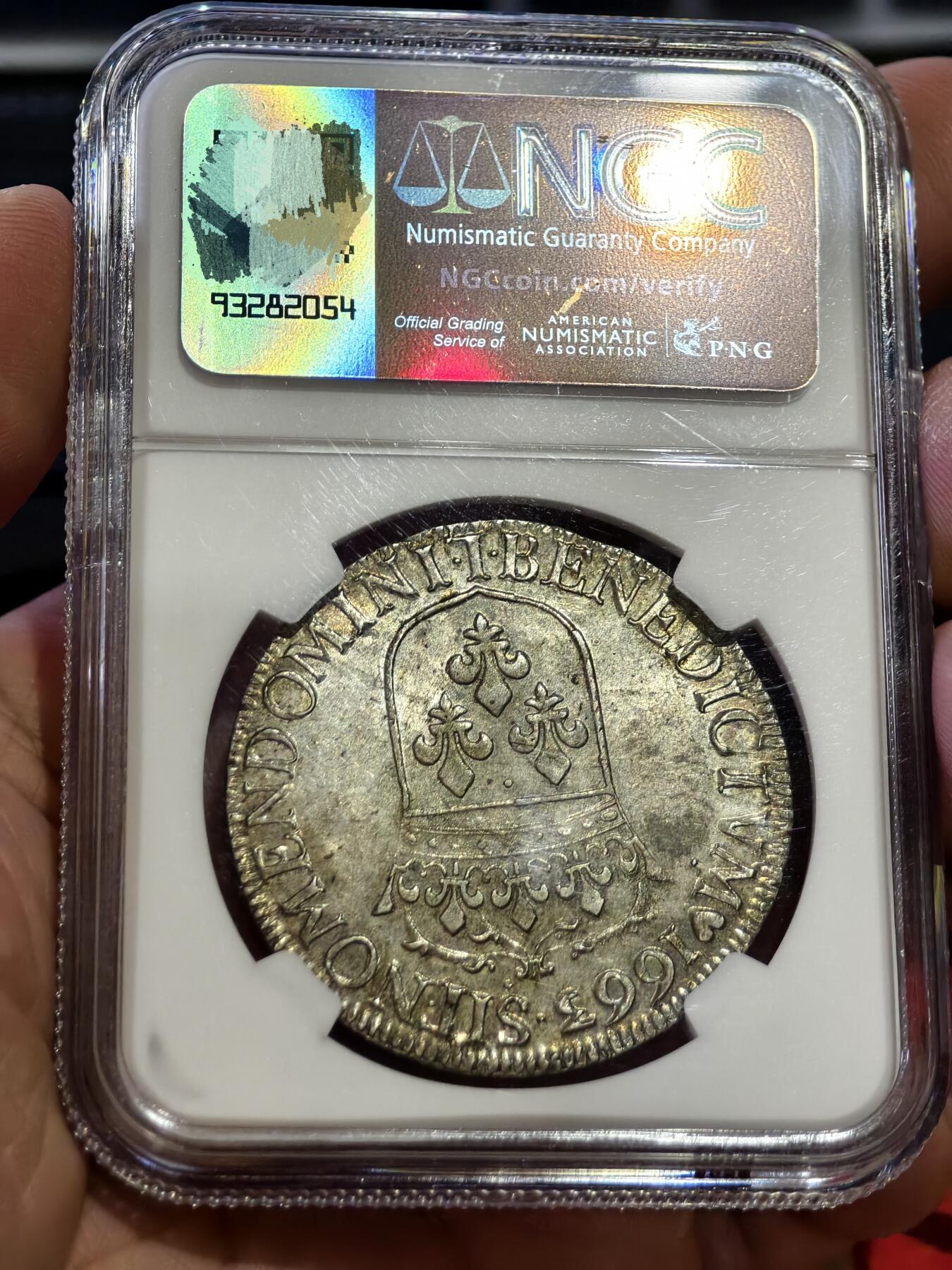NGC-AU58法国1663年太阳王路易十四埃居银币