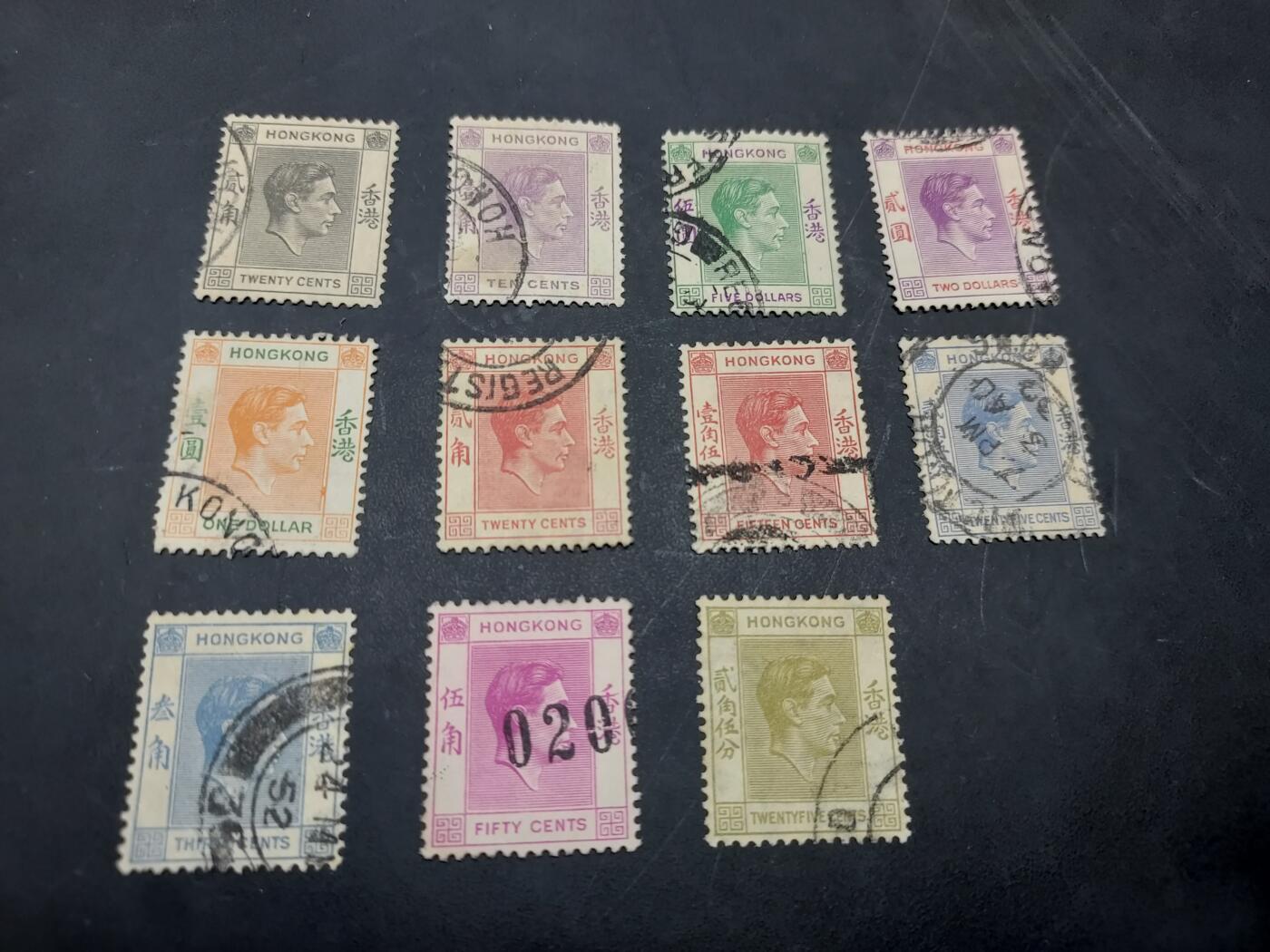 博彦收藏  11月3日 8点 邮票专场 香港乔治六世旧票包括5元 11枚 上品