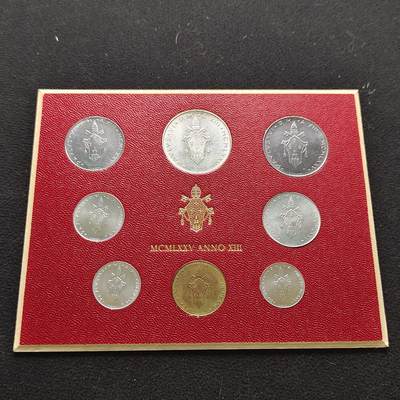 【全场包邮】纯粹捡漏拍473场（免费代拍第10场） - 梵蒂冈1975年官方卡装套币-含500里拉（29.3毫米11克）银币