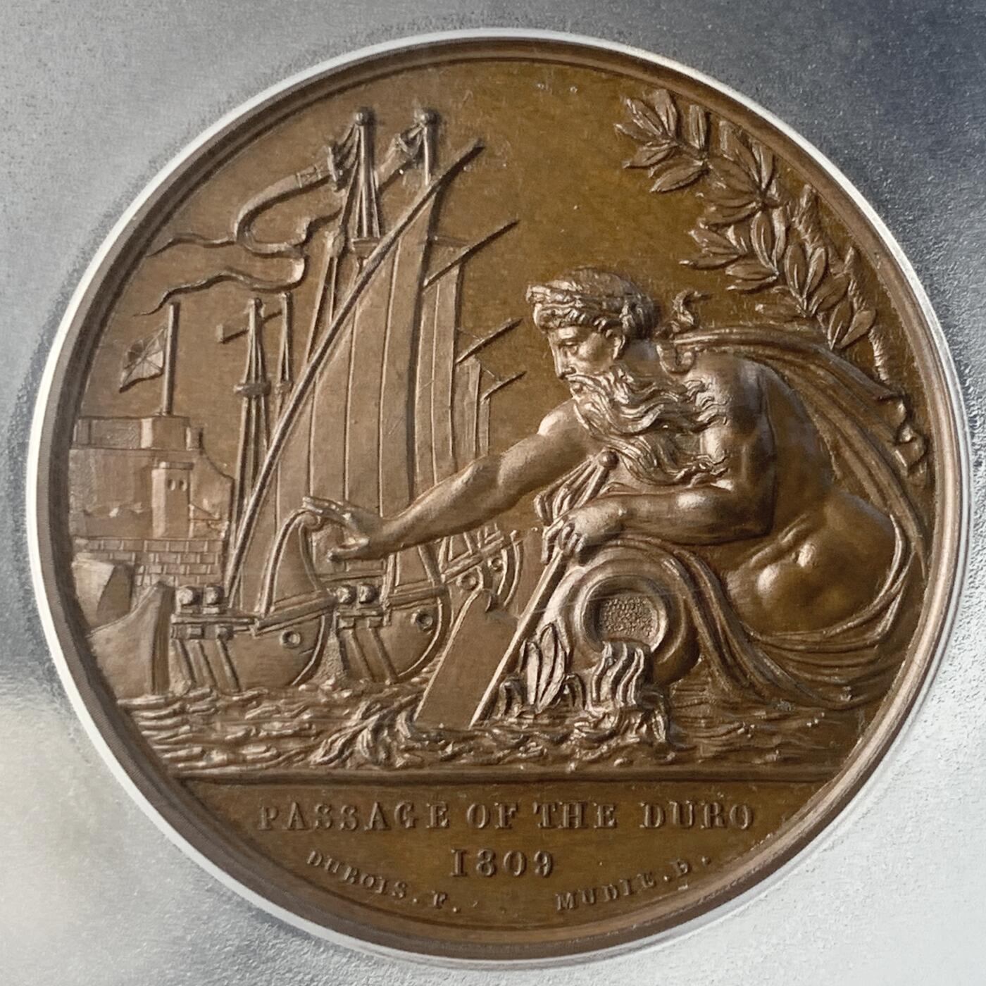 掌中浮雕-藏着的欧洲第039场 PCGS MS64：1805年英国杜罗河战役纪念大铜章，41mm，正面威林顿公爵头像 