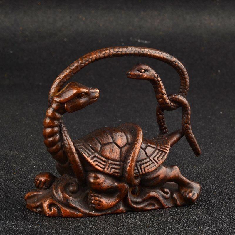 听雨轩 （十二）精品木雕 核雕 四方神兽青龙白虎朱雀玄武桌面摆件