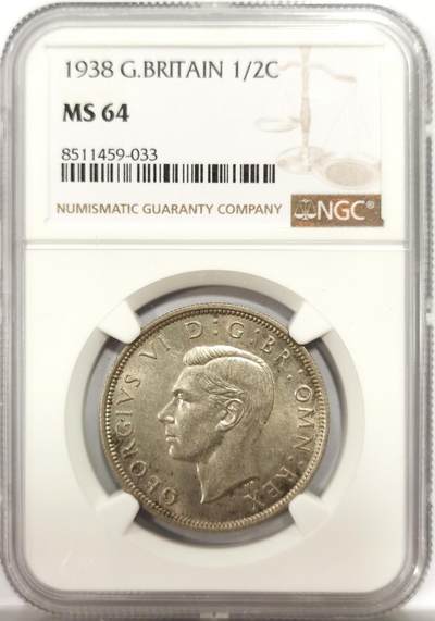 博洋堂“物美丰成”11月精品专场暨第145期（全场包邮） - NGC MS64 英国1938年乔治六世半克朗银币