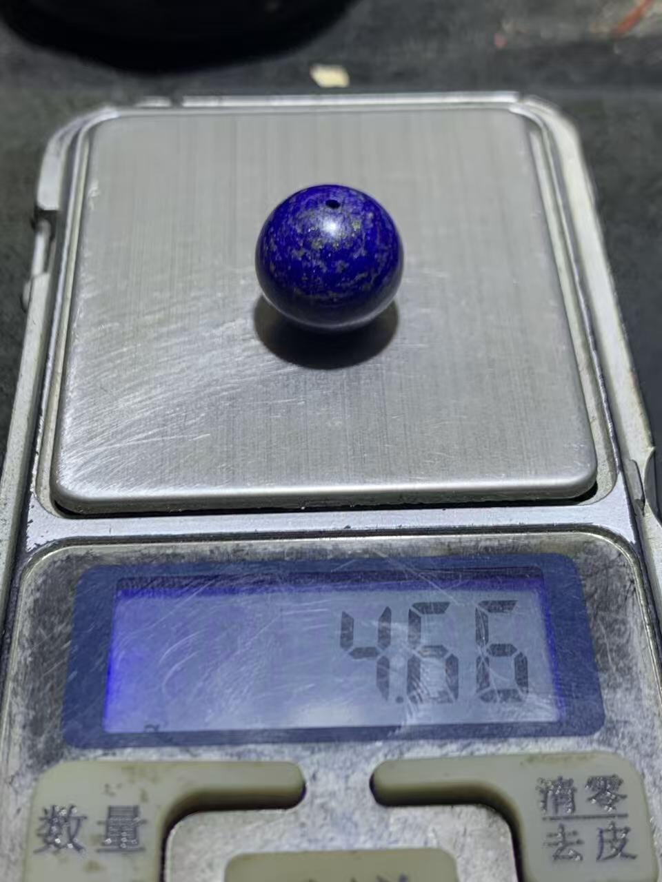 精美阿富汗老矿青金石圆珠一个！，