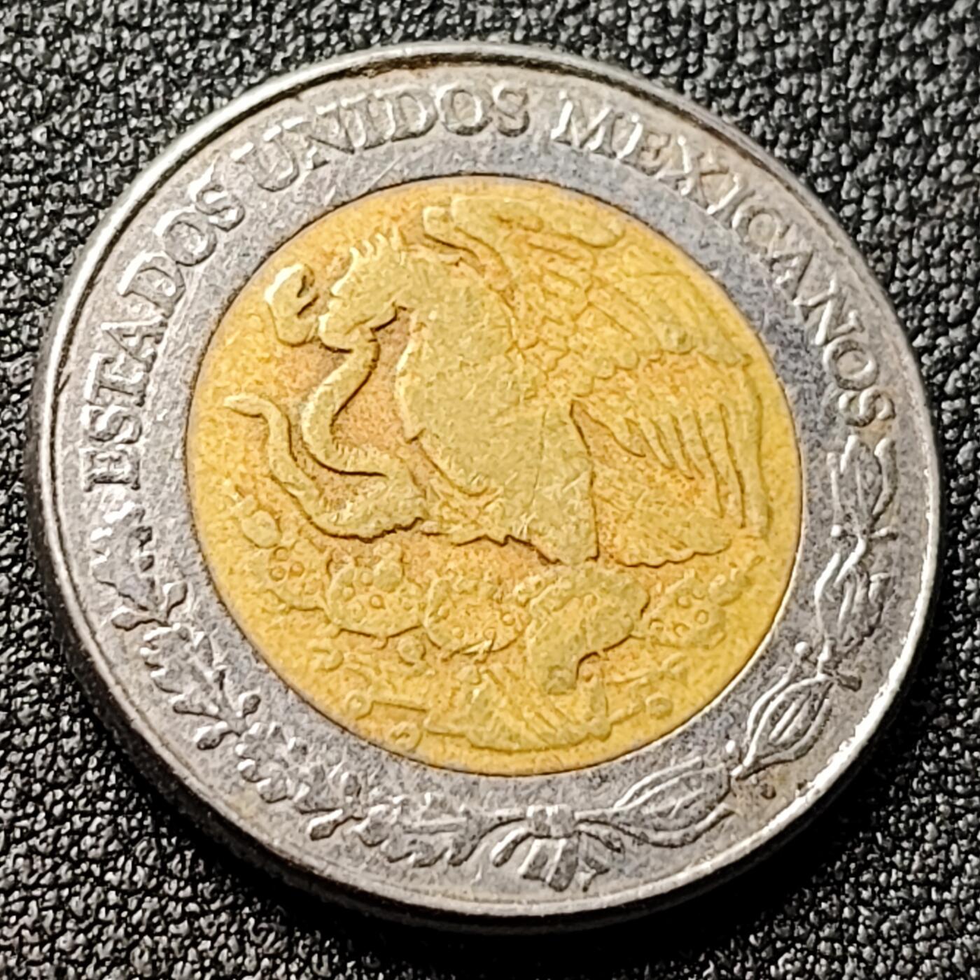 泉币菌-第119场-精品福利场 墨西哥1994年5披索双金属硬币鹰羽清晰直径25.5mm