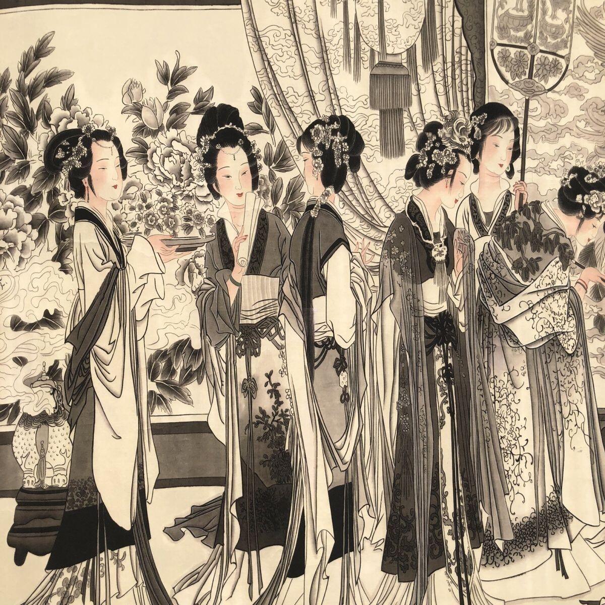 听雨轩（10） 名家名画中堂挂画（一） 唐寅 贵妃夜宴图 