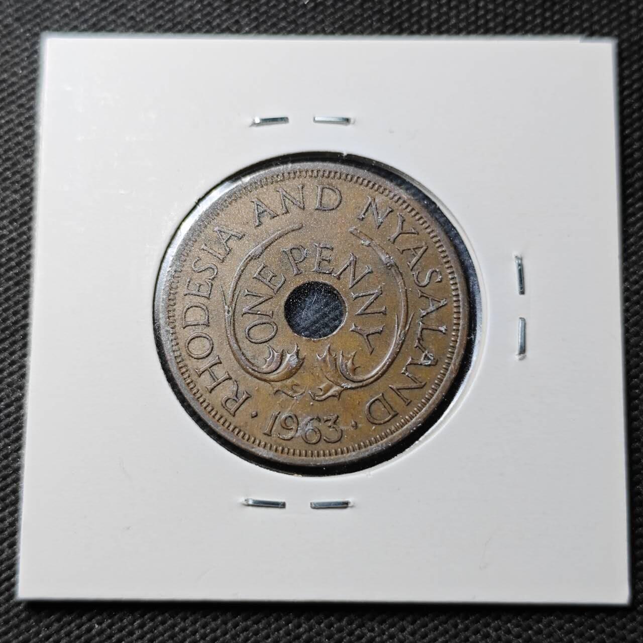 KK钱币收藏小铺  第360场  2月预留时间 周末发货  1963罗得西亚1便士铜币