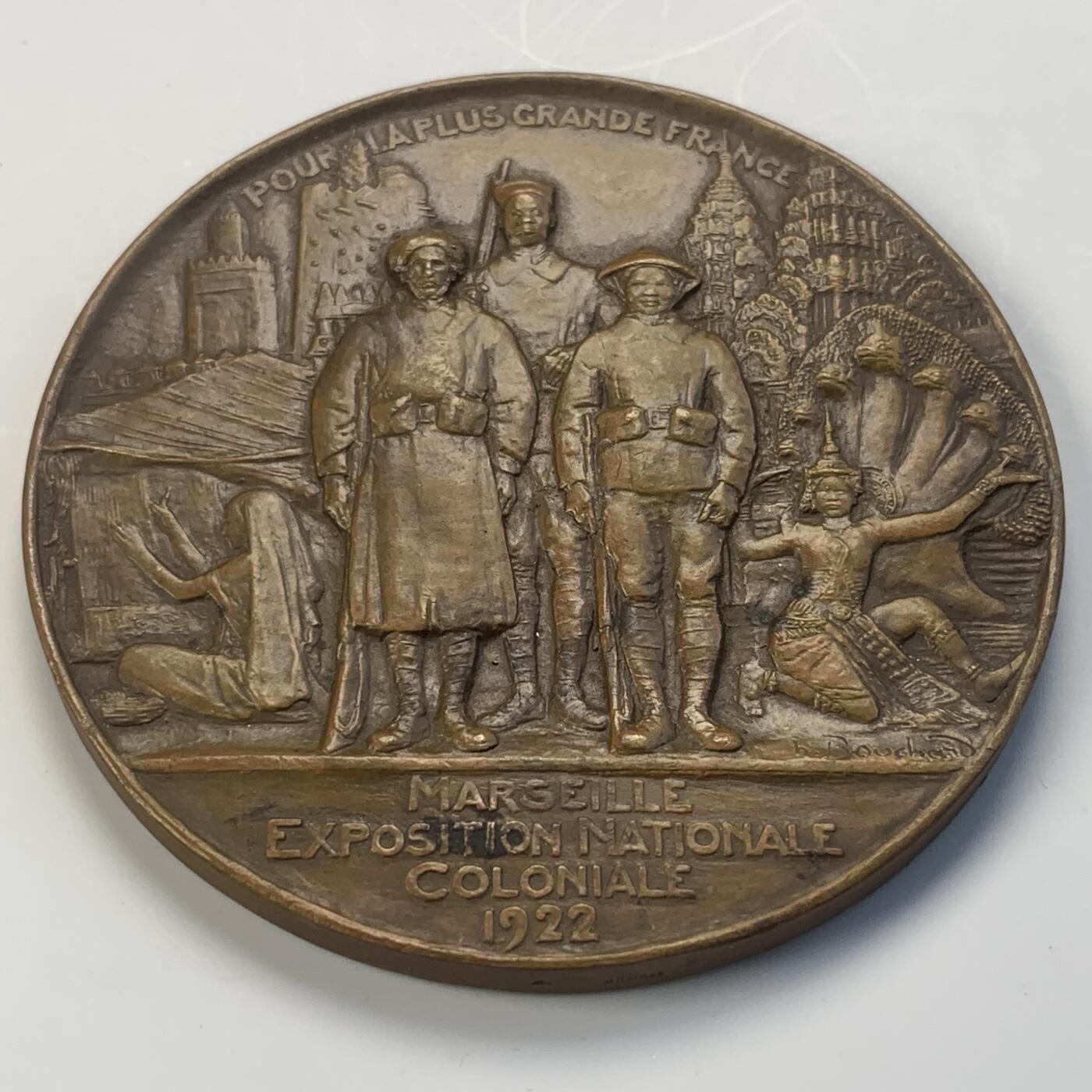 掌中浮雕-藏着的欧洲第039场 1922年法国马赛全球殖民大会实发奖章，67mm，原盒
