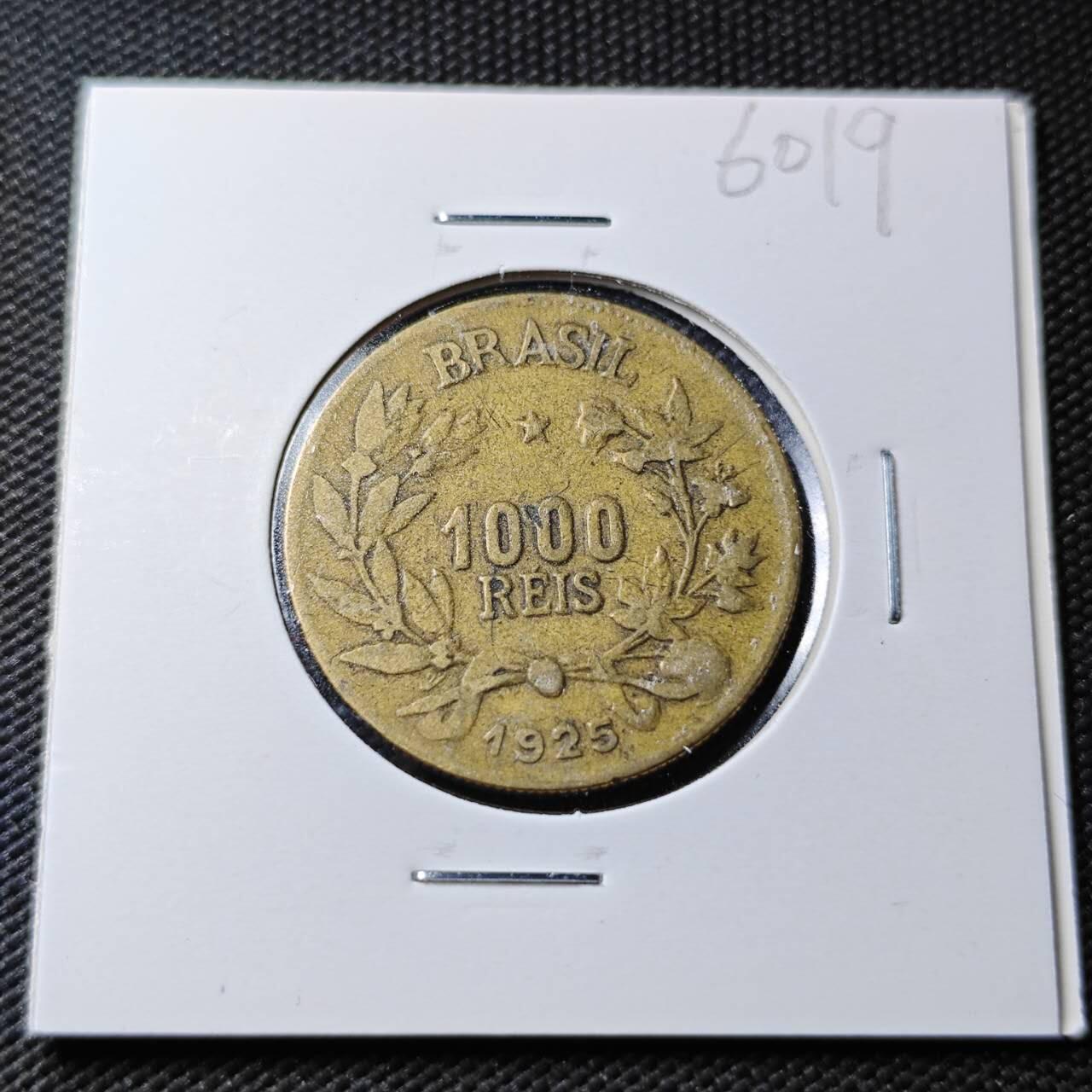 KK钱币收藏小铺  第360场  2月预留时间 周末发货  1925巴西1000瑞斯铜币