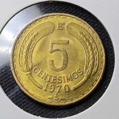 KK钱币收藏小铺  第360场  2月预留时间 周末发货 -  1970智利5分 好品铜币