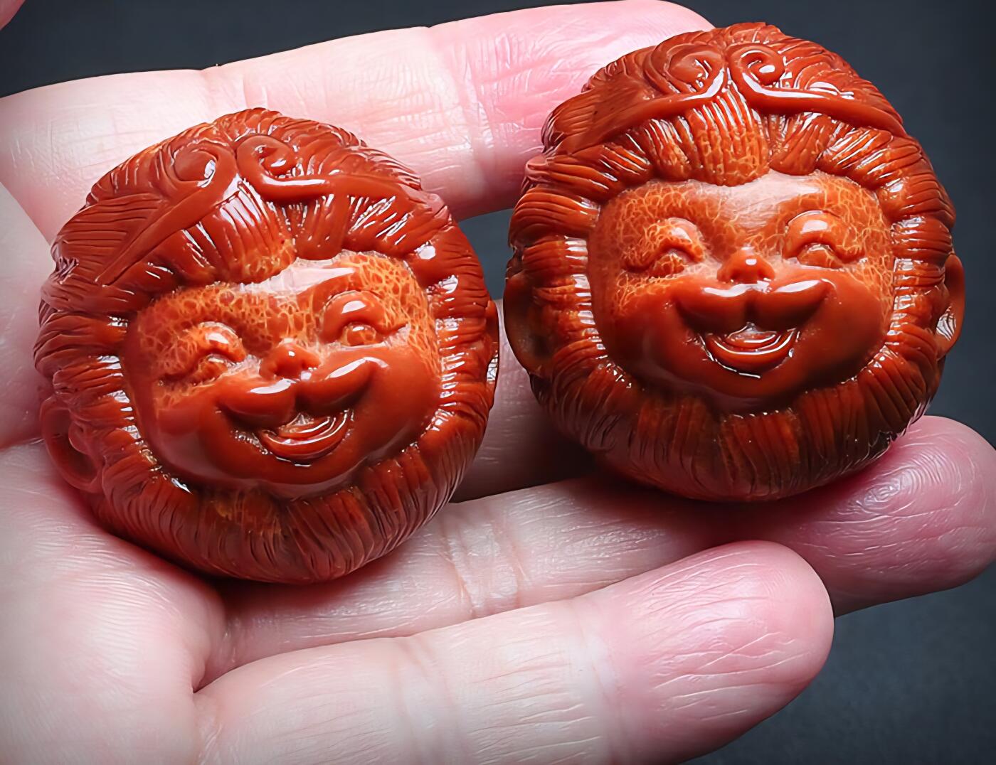 听雨轩 （十二）精品木雕 核雕 巴西橄榄核Q版萌孙悟空手球 35mm