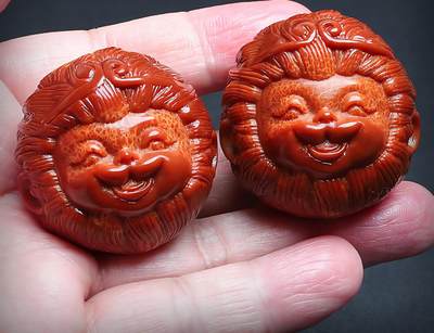 听雨轩 （十二）精品木雕 核雕 - 巴西橄榄核Q版萌孙悟空手球 35mm