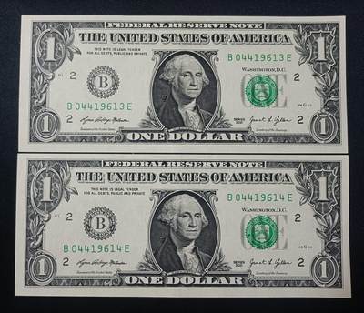 【游宝拍卖】乙巳蛇年82期  - 美国-1美元【二连 SERIES-2021 UNC 】