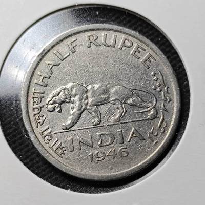 KK钱币收藏小铺  第360场  2月预留时间 周末发货 -  1946英属印度1/2卢比
