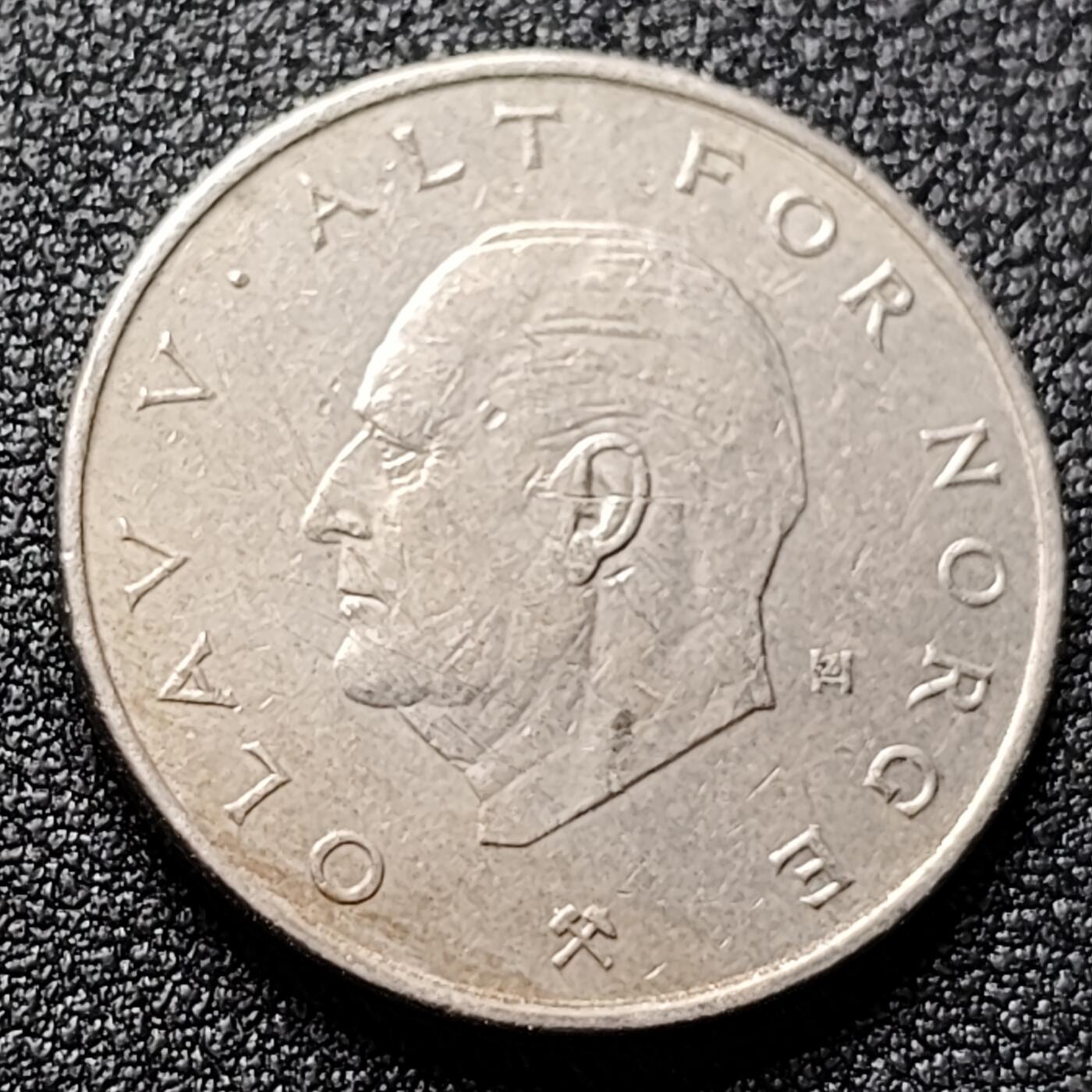 泉币菌-第119场-精品福利场 挪威1克朗 奥拉夫五世 皇冠硬币 直径25mm