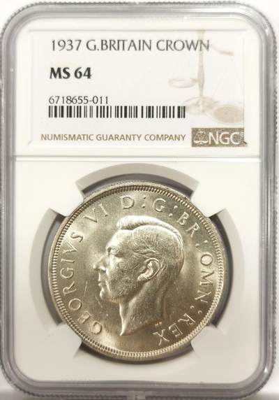 博洋堂世界钱币拍卖第144期（全场包邮） - NGC MS64 英国1937年乔治六世登基克朗银币