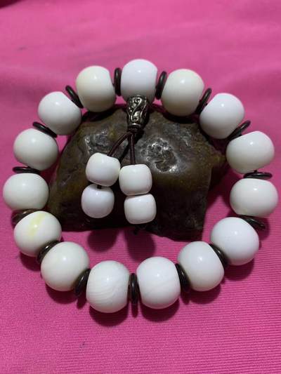 深海奶白高玉化贝化玉鼓珠手串一条 - 深海奶白高玉化贝化玉鼓珠手串一条