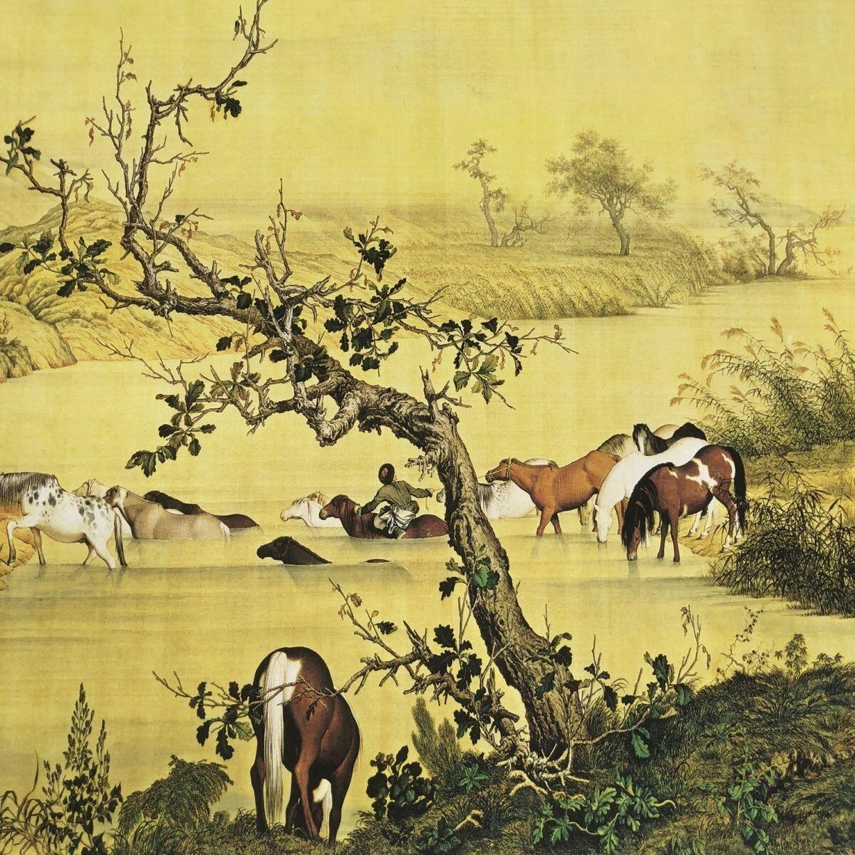 听雨轩（10） 名家名画中堂挂画（一） 长卷画 郎世宁百骏图