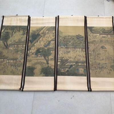 听雨轩（10） 名家名画中堂挂画（一） - 清明上河图四条屏