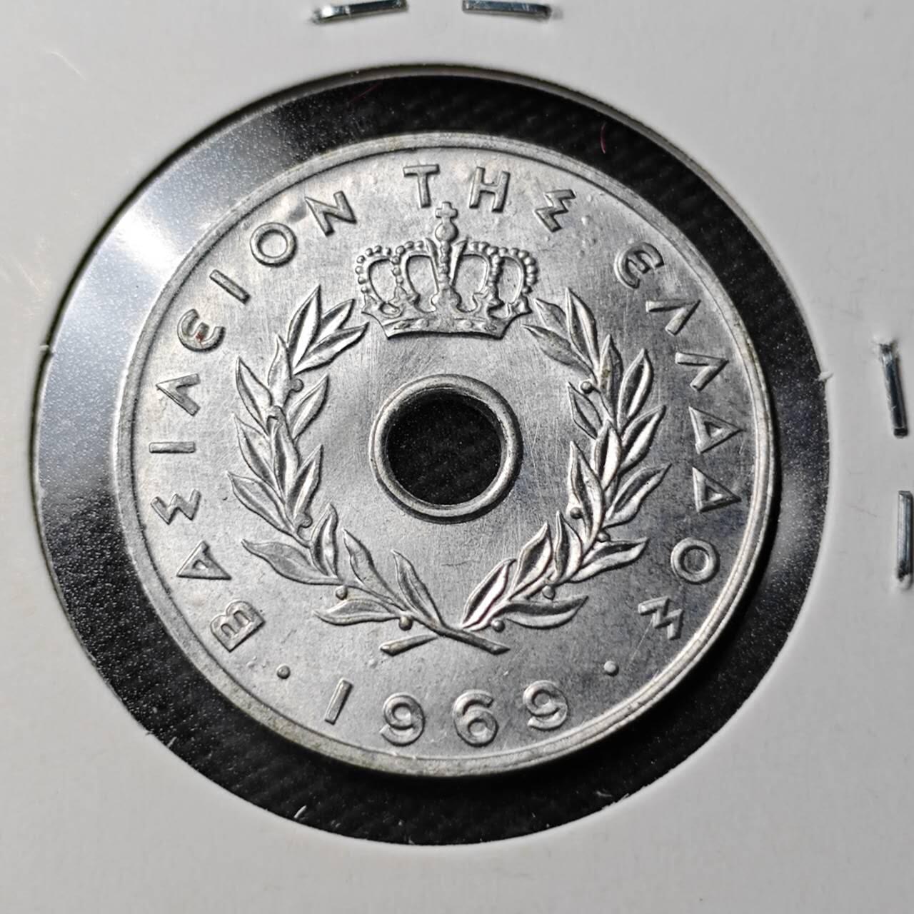 KK钱币收藏小铺  第360场  2月预留时间 周末发货  1969希腊20德拉克马 好品