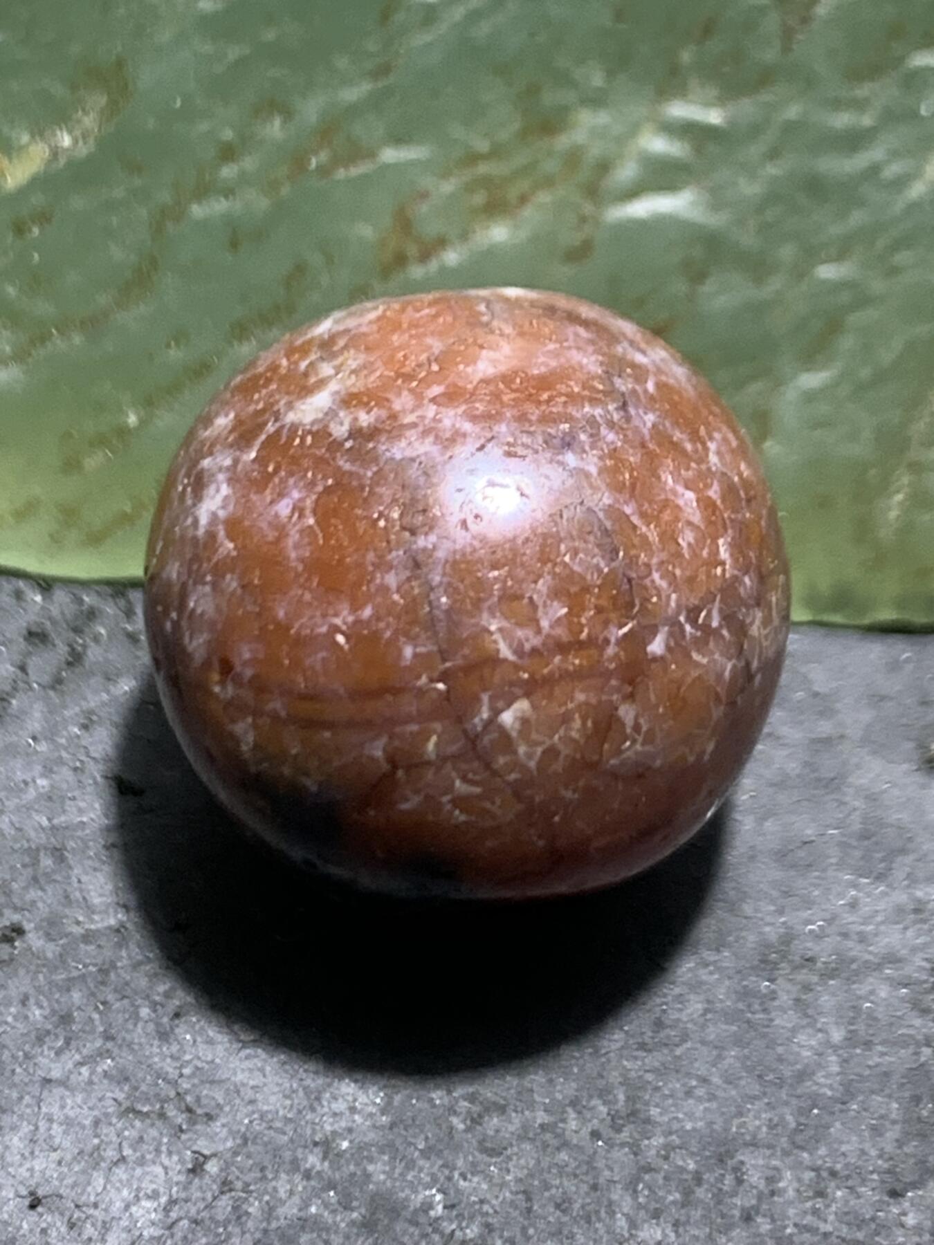 高玉化奶油皮风化纹玛瑙苹果珠一颗 随形老料玛瑙温润如脂孤