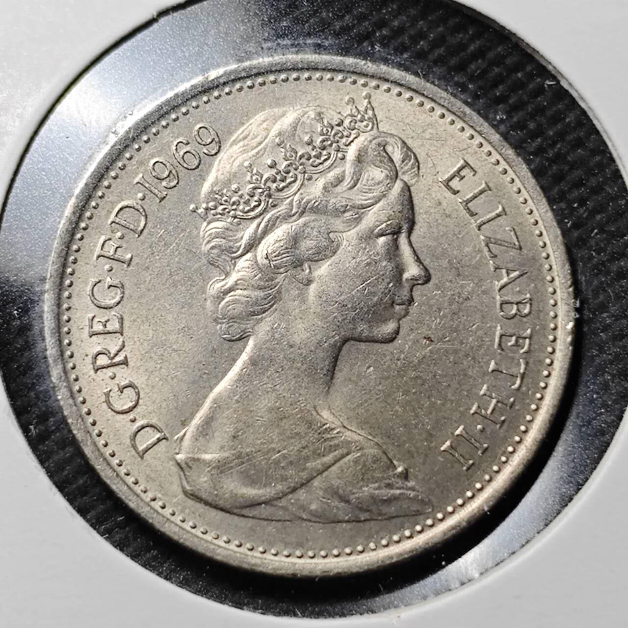 KK钱币收藏小铺  第360场  2月预留时间 周末发货  1969英国大5便士 好品
