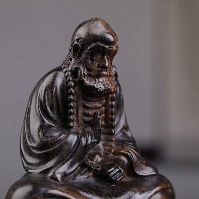 听雨轩 （十二）精品木雕 核雕 加里曼丹沉香木精工雕刻 达摩祖师摆件7-8cm