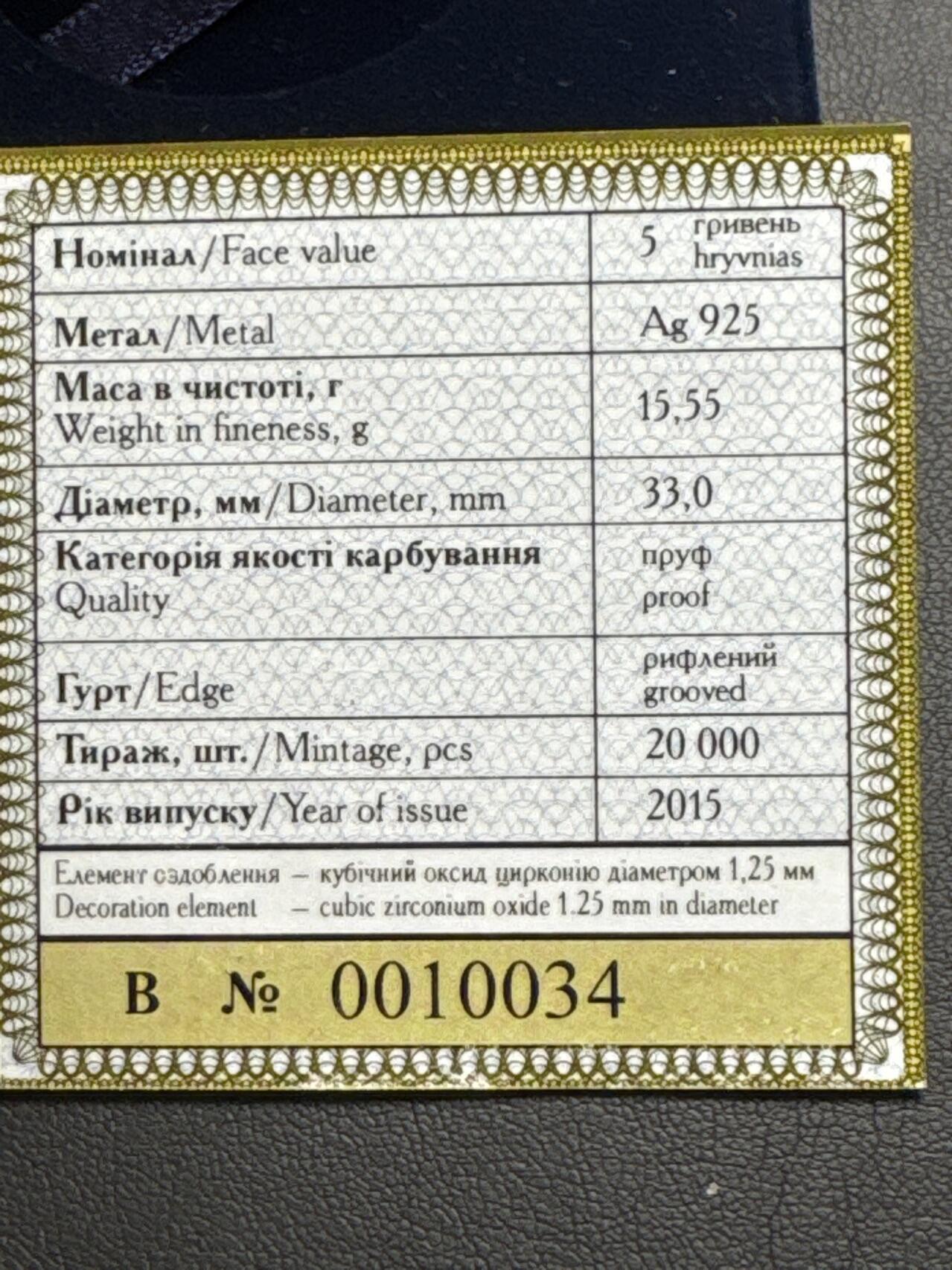 ❤️【币观天下】❤️ 第329期钱币拍卖- 2025.10.31周五晚上6点半场-长期征集拍品 少见原厂盒证乌克兰2015年镶嵌黄色水晶生肖猴年精制银币925银15.55克直径33毫米