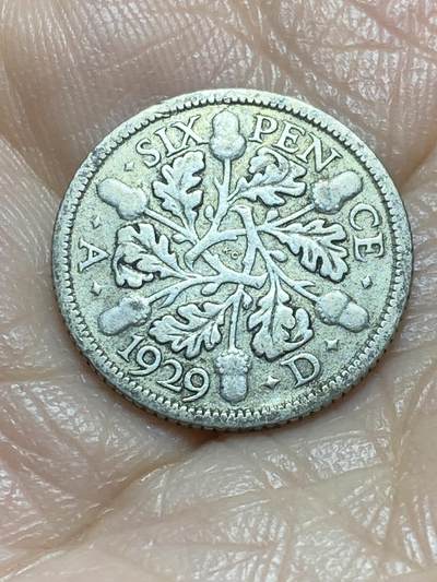 2025年第一百一十九场(总第一百四十五场）外国好品散币(免佣金) - 英国🇬🇧1929年6便士银币(乔治五世第五版，500银)